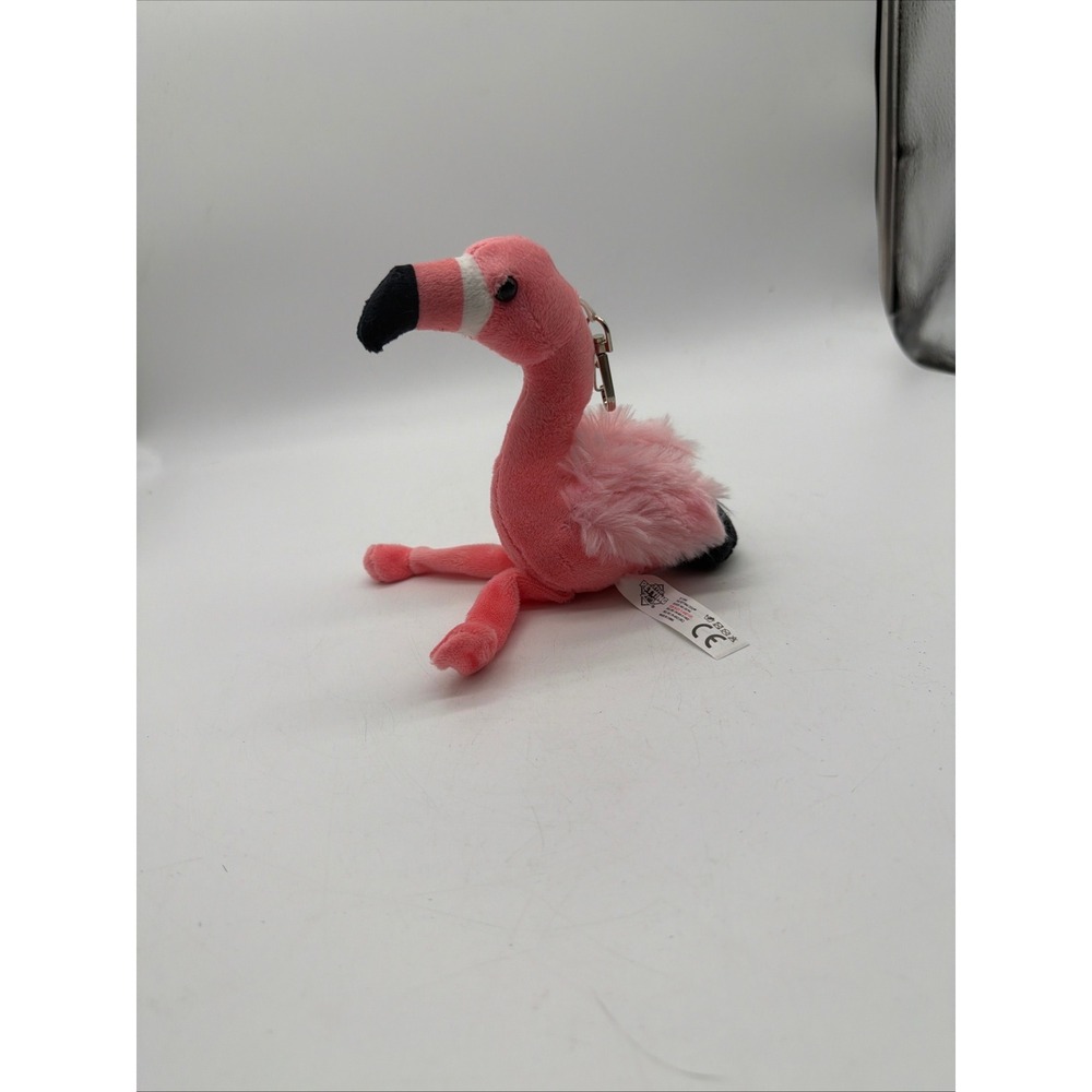 The Petting Zoo Pink Flamingo Plush Keychain Stuffed Animal Clip 8 Inch